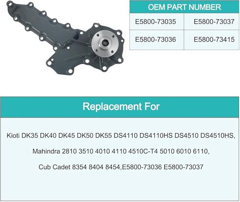 E5800-73036 Water Pump For Kioti DK35 DK40 DK45 DK50 DK55 DS4110 DS4110HS DS4510 DS4510HS,Mahindra 2810 3510 4010 4110 4510C-T4 5010 6010 6110,Cub Cadet 8354 8404 8454,E5800-73035 E5800-73037 in Saudi Arabia