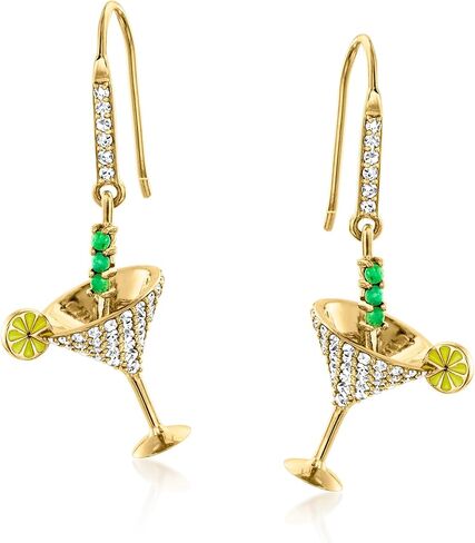 روس سيمونز 1.50 قيراط. t.w. توباز أبيض و .10 قيراط. t.w. أقراط كوكتيل الزمرد مارتيني مع مينا صفراء من الذهب عيار 18 قيراطًا فوق الجنيه الاسترليني in Kuwait