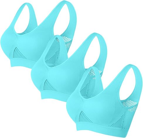 Womens Sports Bras 3PC High Support Anti Sagging Wireless Bra Mesh Breathable Cooling Lift Up Air Bra Yoga Underwear in Saudi Arabia