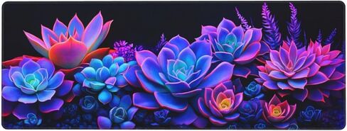 Colorful Succulents Gaming Mouse Pad, Large Non-Slip Rubber Base Mousepad XL 31.5x11.8in, Keyboard Mouse Mat, Desk Pad with Stitched Edges for Gamer Home&Office in Saudi Arabia