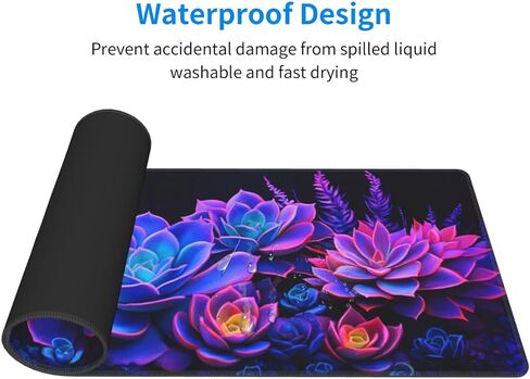 Colorful Succulents Gaming Mouse Pad, Large Non-Slip Rubber Base Mousepad XL 31.5x11.8in, Keyboard Mouse Mat, Desk Pad with Stitched Edges for Gamer Home&Office in Saudi Arabia