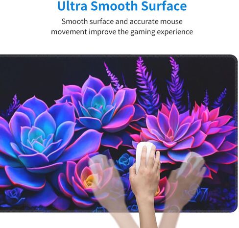 Colorful Succulents Gaming Mouse Pad, Large Non-Slip Rubber Base Mousepad XL 31.5x11.8in, Keyboard Mouse Mat, Desk Pad with Stitched Edges for Gamer Home&Office in Saudi Arabia