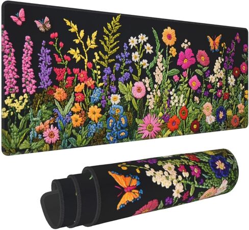 Colorful Succulents Gaming Mouse Pad, Large Non-Slip Rubber Base Mousepad XL 31.5x11.8in, Keyboard Mouse Mat, Desk Pad with Stitched Edges for Gamer Home&Office in Kuwait