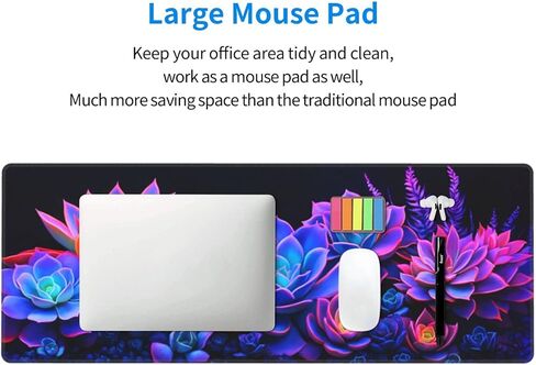 Colorful Succulents Gaming Mouse Pad, Large Non-Slip Rubber Base Mousepad XL 31.5x11.8in, Keyboard Mouse Mat, Desk Pad with Stitched Edges for Gamer Home&Office in Saudi Arabia