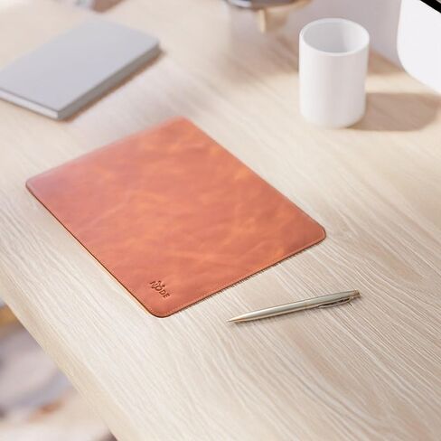 | Genuine Leather Mouse Pad for Office & Home – Non-Slip Premium Leather Mouse Mat – Handmade, 9" X 10" Size, Cloudy Tan Brown in Saudi Arabia