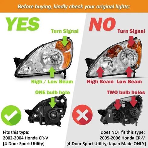 Halogen Headlights for 2002-2004 Honda CR-V,Headlamp for 2002 2003 2004 Honda CR-V with Chrome Housing Amber Reflector Left+Right Side in Kuwait