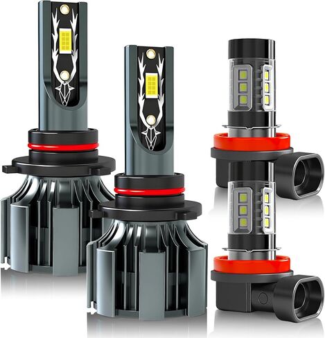 Fit For Ford Explorer (2011 2012 2013 2014 2015) Light Bulbs, Hi/Lo Beam Bulbs+ Fog Lights Bulbs Kit, 6500K White, Plug and play, Pack of 4 in Saudi Arabia