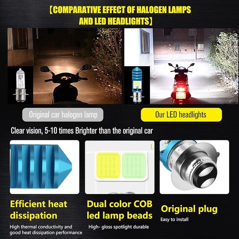2 قطعة لمبات LED ATV 9-48 فولت، شعاع منخفض أزرق جليدي عالي الشعاع أبيض H6M P15D لمبات LED لدراجة نارية أو Y amaha، A TVS Y FM350 450 400 660 700 Raptor. in Kuwait