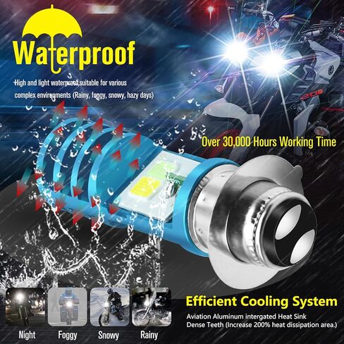 2 قطعة لمبات LED ATV 9-48 فولت، شعاع منخفض أزرق جليدي عالي الشعاع أبيض H6M P15D لمبات LED لدراجة نارية أو Y amaha، A TVS Y FM350 450 400 660 700 Raptor. in Kuwait