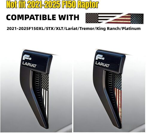4PCS Set American Flag Stickers Exclusively for 2021-2025 Ford F-150 Black & Blue American Flag Fender Emblem Decals (Not for Raptor) Factory-Precision Fit Instantly Elevate Your Rugged Presence in Saudi Arabia
