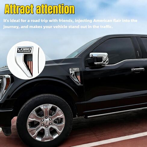 4PCS Set American Flag Stickers Exclusively for 2021-2025 Ford F-150 Black & Blue American Flag Fender Emblem Decals (Not for Raptor) Factory-Precision Fit Instantly Elevate Your Rugged Presence in Saudi Arabia