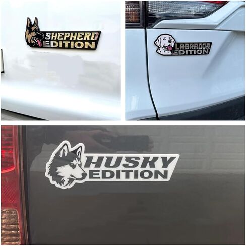 Dog Edition Car Badges Laser Cutting Car Vehicle Emblem,3D Car Badge Automotive Decals Stickers Funy Animal Decor Car Accessories Gifts for Car Truck Rv Boat Exterior Decoration (Husky) in Kuwait