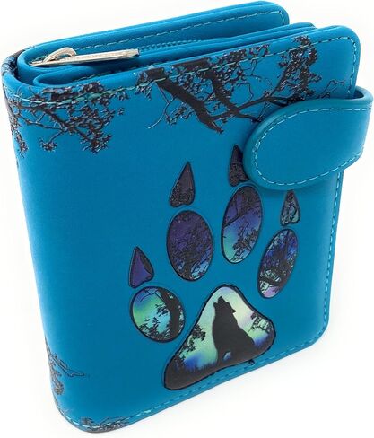 Shag Wear Wolf Paw Small Animal Wallet for Women and Teen Girls Vegan Faux Leather Light Blue 4.5" in Saudi Arabia