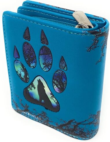 Shag Wear Wolf Paw Small Animal Wallet for Women and Teen Girls Vegan Faux Leather Light Blue 4.5" in Saudi Arabia