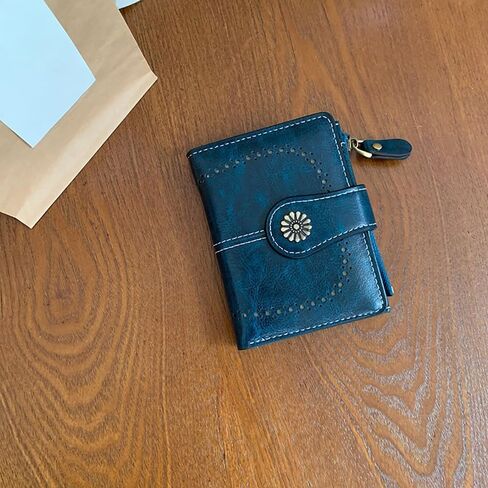 Small Womens Wallet Leather Bifold Card Holder with Zipper Coin Pocket in Saudi Arabia