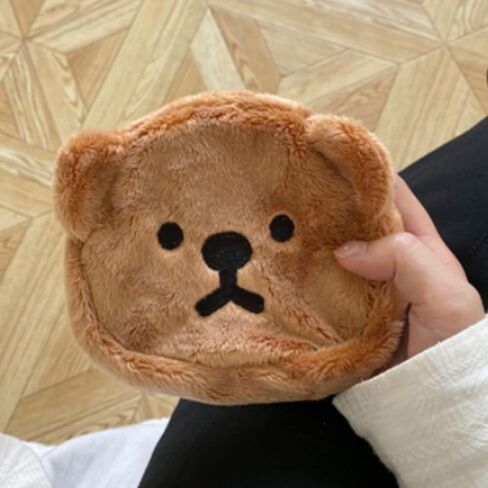 Mini Change Purse, Lightweight Cartoon Pouch Lovely Bear Shape Soft Plush for Shopping for Student (Coffee) in Saudi Arabia