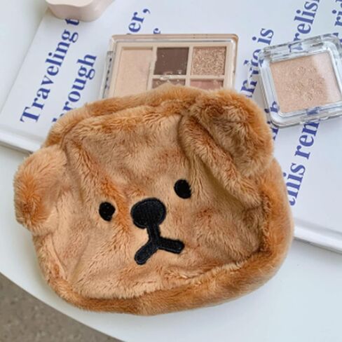 Mini Change Purse, Lightweight Cartoon Pouch Lovely Bear Shape Soft Plush for Shopping for Student (Coffee) in Saudi Arabia