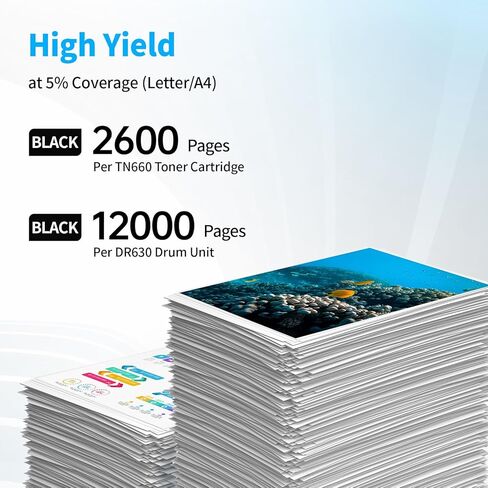 EASY PRINT EASY PRINT Compatible Toner Cartridge & Drum Unit Replacement for Brother DR630 Drum TN660 Toner Cartridge Work with HL-L2300D HL-L2360DW DCP-L2520DW MFC-L2700DW MFC-L2740DW (Black, 3 Pack) in Kuwait