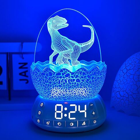 New Dinosaur Egg Clock Dinosaur Night Light Kid's Room Decoration Clock, Remote Control Multi Colors & Music Voice, Cool Dinosaur Decor & Gift Ideal for Kids/Adults in Kuwait