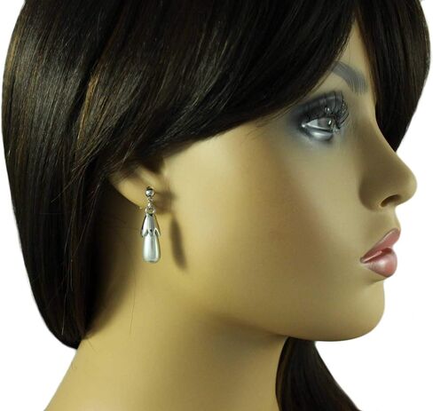Light Gray Pearls Brooch Pin and Dangling Pearl Earring Gift Set in Saudi Arabia
