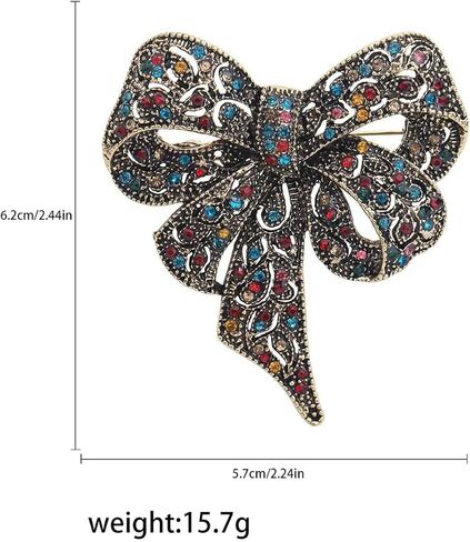 8-Piece Set of Women's Vintage Large Bow Brooches — Openwork Rhinestone Decorated Pins Fashion Accessories for Clothing, Scarves, and Hats in Saudi Arabia