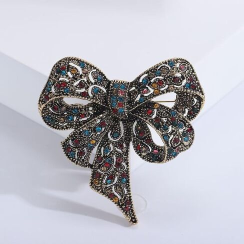 8-Piece Set of Women's Vintage Large Bow Brooches — Openwork Rhinestone Decorated Pins Fashion Accessories for Clothing, Scarves, and Hats in Saudi Arabia
