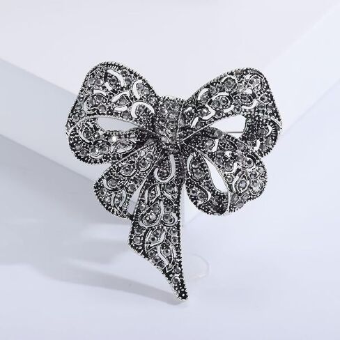 8-Piece Set of Women's Vintage Large Bow Brooches — Openwork Rhinestone Decorated Pins Fashion Accessories for Clothing, Scarves, and Hats in Saudi Arabia