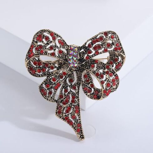 8-Piece Set of Women's Vintage Large Bow Brooches — Openwork Rhinestone Decorated Pins Fashion Accessories for Clothing, Scarves, and Hats in Saudi Arabia