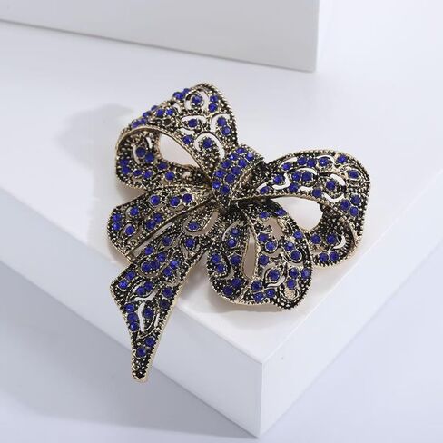 8-Piece Set of Women's Vintage Large Bow Brooches — Openwork Rhinestone Decorated Pins Fashion Accessories for Clothing, Scarves, and Hats in Saudi Arabia