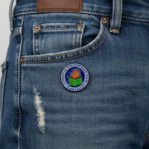 Funny Dumpster Fire Pin - Trash Fire Enamel Pins Brooch with "Response Team Leader" for Backpacks, Jackets, Hats. Sarcastic Brooches Gifts for Women, Coworkers, Students, Friends-Blue. in Kuwait