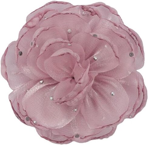 2.5" Dainty Shiny Fabric Flower Brooch Pin for Women Girls Charming Handmade Organza Rose Peony Floral Brooches Hair Clip Pins Elegant Holiday Wedding Party Hat Bag Clothing Dress Accessories Jewelry in Saudi Arabia