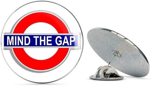 Tube Sign Shaped Mind The Gap (UK England Underground) Metal 0.75" Lapel Hat Pin Tie Tack Pinback in Saudi Arabia