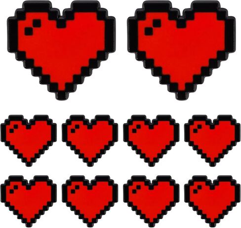 مجموعة 10 قطع من دبابيس المينا على شكل قلب عتيقة 8 بت بكسل، دبابيس طية صدر السترة لطيفة ومضحكة، بروش من سبيكة لطيفة تحت عنوان اللعبة، إكسسوار مثالي للاعبين الإناث، مثالي للسترات وحقائب الظهر والملابس الأخرى in Kuwait