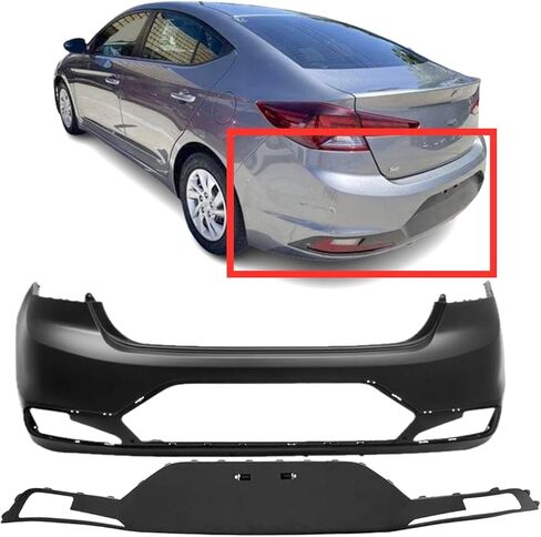 FitParts متوافق مع مجموعة أغطية المصد الخلفي 2019-2020 Hyundai Elantra Eco GLS SE SEL W/O Park Assist Holes USA بنيت HY1100235 HY1195126، 86611F3500 86612F3510 in Saudi Arabia
