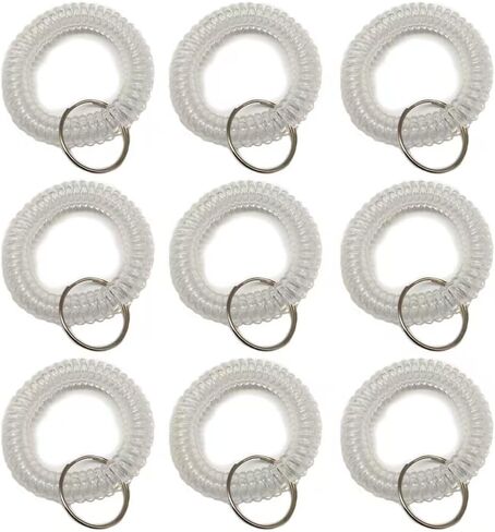 100Pcs black Stretchy Keychain Key Ring Bracelet Chain Bracelet Spiral Wrist Coil Wristband Keychain Wristlet in Saudi Arabia