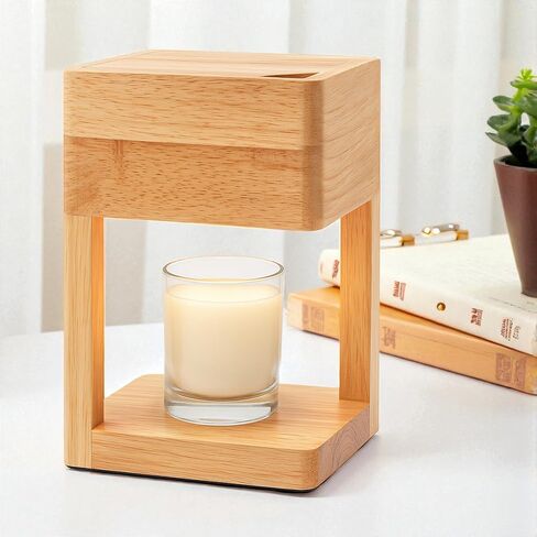 Candle Warmer Lamp Wood with Timer, Dimmable Electric for Jar Candles, 2*35 Watt Bulbs, Gifts for Mom, Christmas, Birthday Decorative Wooden Lamp Bedroom Home with Adjustable Brightness Auto Shut-Off in Kuwait