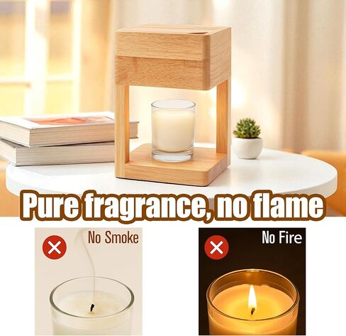 Candle Warmer Lamp Wood with Timer, Dimmable Electric for Jar Candles, 2*35 Watt Bulbs, Gifts for Mom, Christmas, Birthday Decorative Wooden Lamp Bedroom Home with Adjustable Brightness Auto Shut-Off in Kuwait