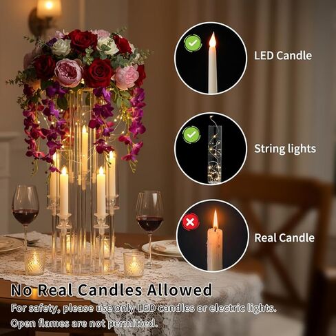 2 قطعة شمعدان بخمسة أذرع، قطعة مركزية شفافة للطاولة، حامل قطعة مركزية من الأكريليك لحفلات الزفاف، حامل شموع أكريليك للاحتفال بالحدث وحفلات الزفاف وأعياد الميلاد وعيد الميلاد المنزلي in Kuwait