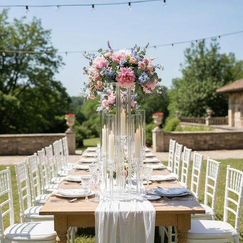 2 قطعة شمعدان بخمسة أذرع، قطعة مركزية شفافة للطاولة، حامل قطعة مركزية من الأكريليك لحفلات الزفاف، حامل شموع أكريليك للاحتفال بالحدث وحفلات الزفاف وأعياد الميلاد وعيد الميلاد المنزلي in Kuwait