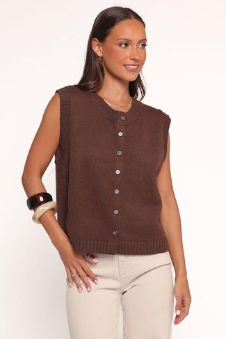 Petal & Pup Women's Weston Knit Vest - Dark Chocolate in Saudi Arabia