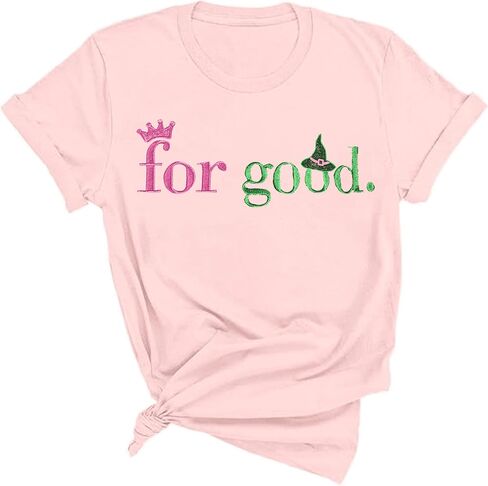 Musical Shirt Women Embroidered for Good Witch Tshirt Pink and Green Witch Shirts Cute Musical Movie Fan Gift Tee Tops in Saudi Arabia