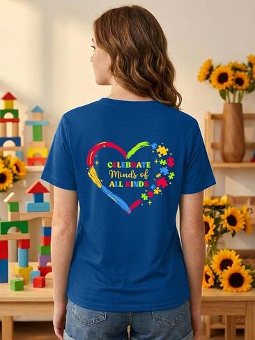 Autism Awareness Shirt Women Be Kind Shirt Blue Autism Acceptance Inspiration Tshirt Graphic Tee Tops in Kuwait