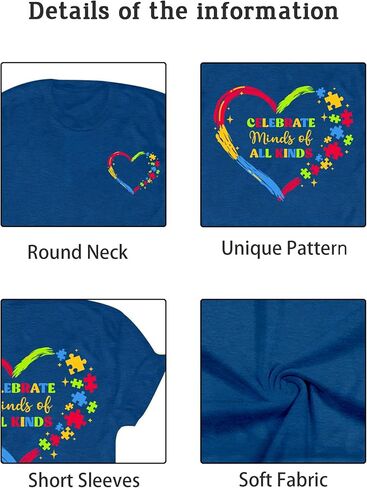 Autism Awareness Shirt Women Be Kind Shirt Blue Autism Acceptance Inspiration Tshirt Graphic Tee Tops in Kuwait