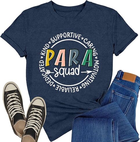 Paraprofessional Shirts for Women Teacher para Life T-Shirt para Squad Tee Tops in Saudi Arabia