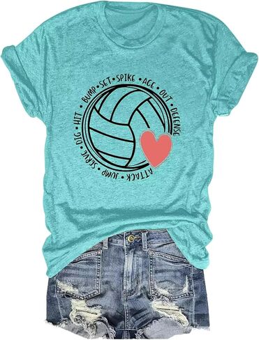 Volleyball Shirt Women Volleyball Lover Player Mom Coach Gift Volleyballs Girl Life Game Day Tee Short Sleeve in Saudi Arabia