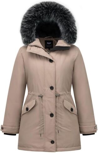 GGleaf Women's Winter Thicken Jacket Quilted Coat Puffer Parka with Faux Fur Trim Hood in Kuwait