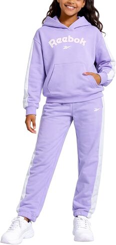 Reebok Girls' Sweatsuit Set - 2 Piece Active Hoodie Sweatshirt and Jogger Pants - Activewear Set for Girls (4-12) in Kuwait