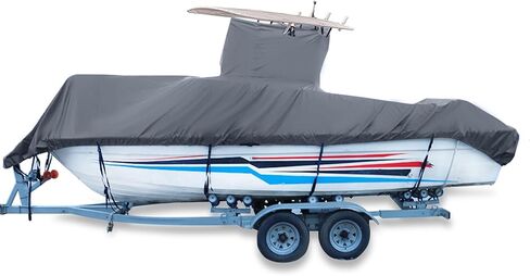 420D Heavy-Duty Center Console T-Top Boat Cover Trailerable T-Top Roof Boat Cover 20' - 22' L x 106" W Grey in Kuwait