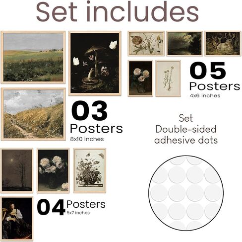 TRAMIN 12 قطعة من المطبوعات الفنية الجدارية العتيقة، ديكور الريف الفرنسي، ملصقات عتيقة للصور الجمالية للغرفة، مطبوعات عتيقة لديكور الحائط، معرض لوحات المناظر الطبيعية جدار الفن لغرفة النوم (بدون إطار) in Kuwait