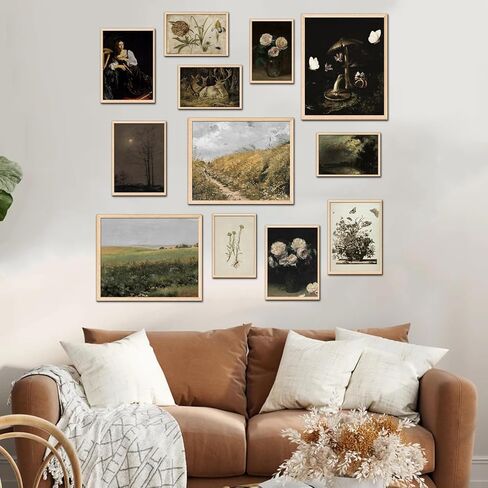 TRAMIN 12 قطعة من المطبوعات الفنية الجدارية العتيقة، ديكور الريف الفرنسي، ملصقات عتيقة للصور الجمالية للغرفة، مطبوعات عتيقة لديكور الحائط، معرض لوحات المناظر الطبيعية جدار الفن لغرفة النوم (بدون إطار) in Kuwait